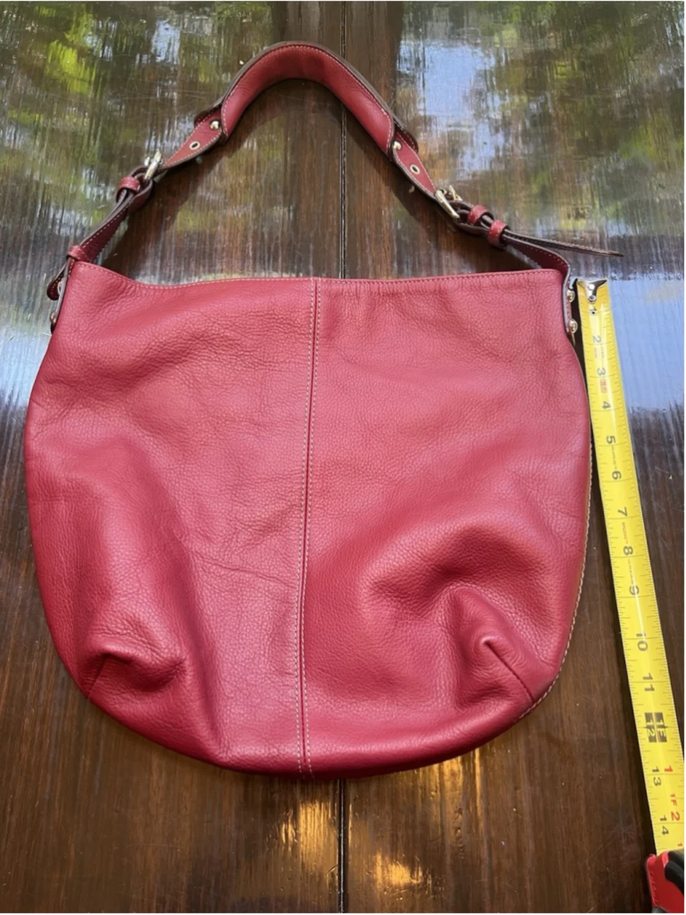 Tignanello Red Slouch Leather Hobo Shoulder Bag Purse Y2K